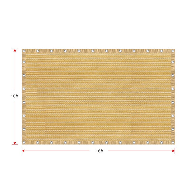 Shatex 90% Shade Fabric 10x 16ft Sun Shade Cloth with Grommets for Pergola Cover Canopy Wheat, 12 Bungee Balls - Image 3